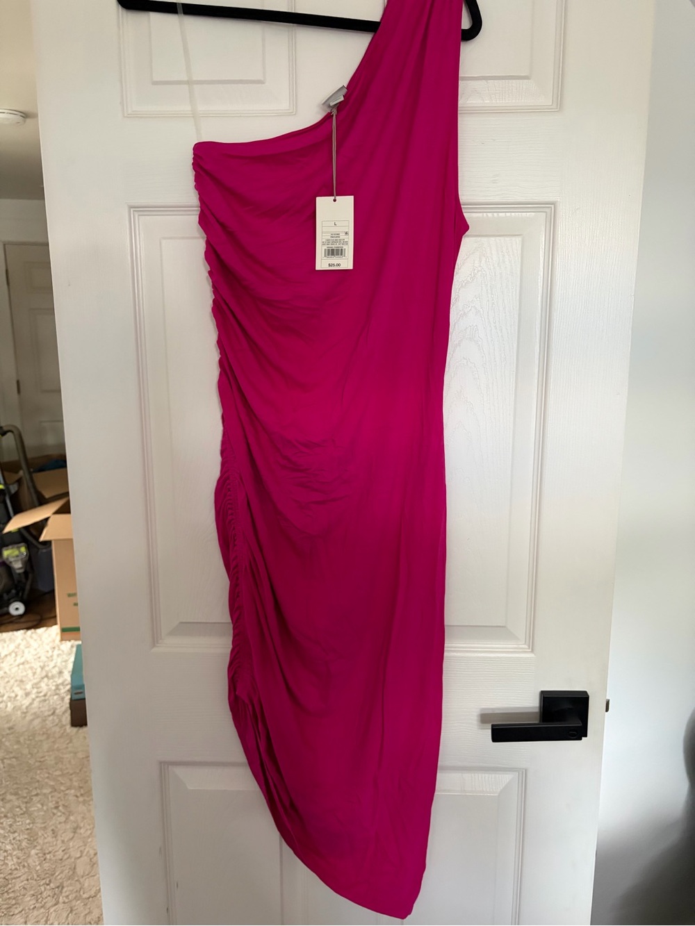 One-Shoulder Ruched Pink Women’s Dress